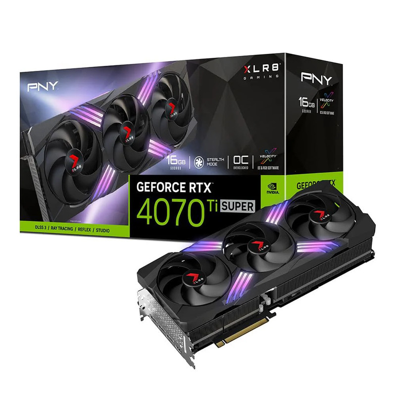PNY GeForce RTX 4070 Ti Super 16GB XLR8 Gaming Verto OC ARGB Graphics Card - كرت شاشة